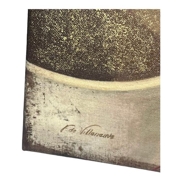 Fabrice De Villeneuve ART Canvas Wood Frame You And Me Gold Flake Coffee In Mugs - Picture 2 of 5